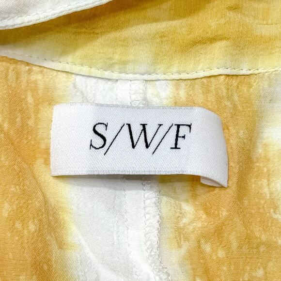 S/W/F Yellow Tie Dye Boho Maxi Caftan 100% Rayon Resort Cover Up Dress- Small - Picture 8 of 9